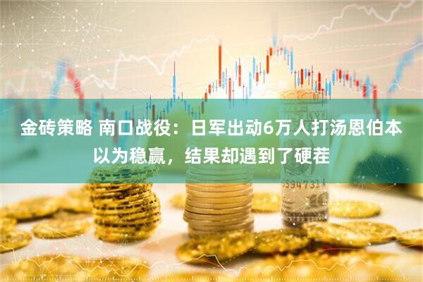 金砖策略 南口战役：日军出动6万人打汤恩伯本以为稳赢，结果却遇到了硬茬